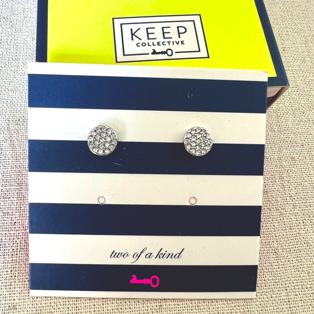 STELLA&DOT / KEEP Collective Pave disc silver stud earrings